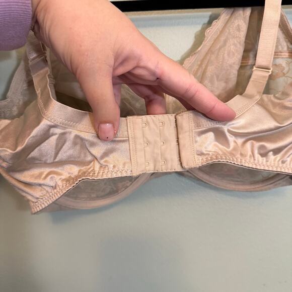 Renaissance Rose Underwire Bra Size 40DDD Tan Lace Unlined Full Coverage 85720 - Picture 5 of 8